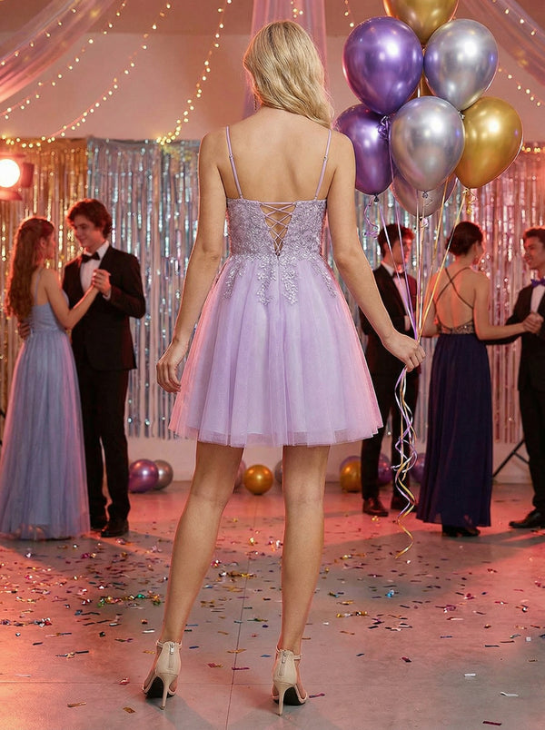 Spaghetti Straps Sequin Appliques Homecoming Dresses Mini Dresses