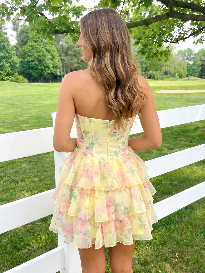 Chiffon A Line Sweetheart Layered Pleats Homecoming Dresses