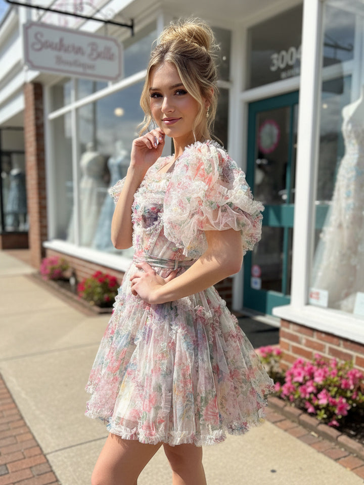 Chiffon A Line Sweetheart Pleats Ruffles Homecoming Dresses