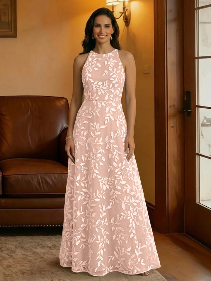 Tulle Scoop Neck Lace Appliques Mother of the Bride Dresses
