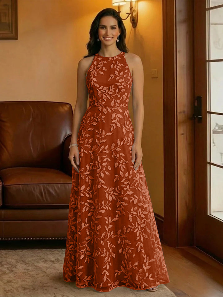 Tulle Scoop Neck Lace Appliques Mother of the Bride Dresses