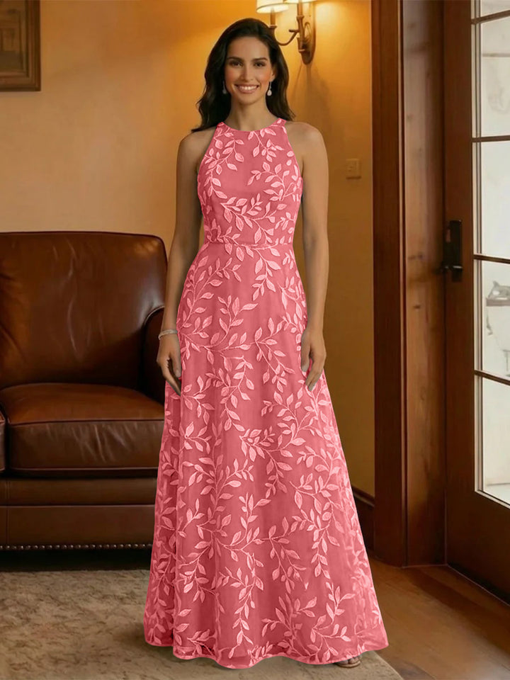 Tulle Scoop Neck Lace Appliques Mother of the Bride Dresses