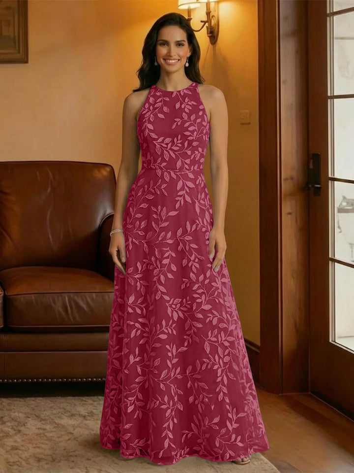 Tulle Scoop Neck Lace Appliques Mother of the Bride Dresses