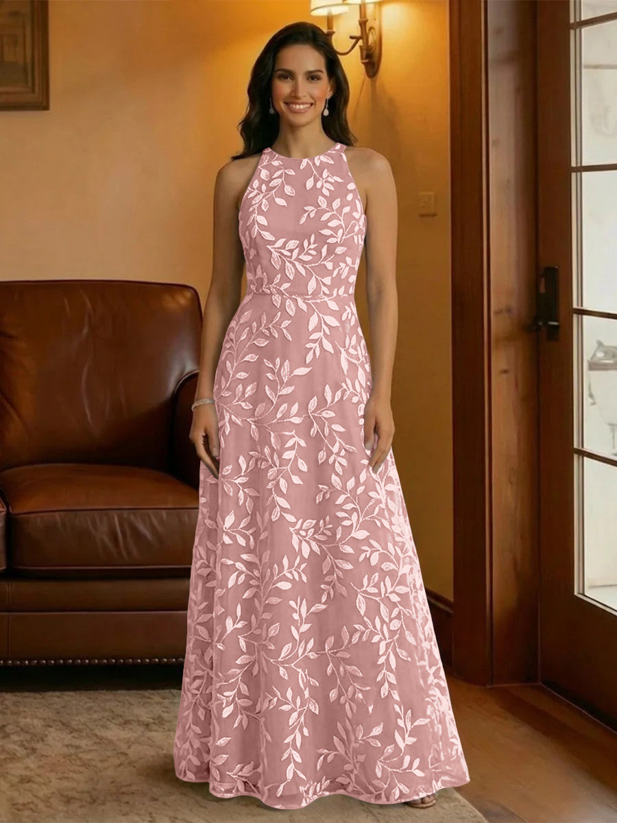 Tulle Scoop Neck Lace Appliques Mother of the Bride Dresses