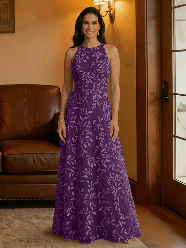 Tulle Scoop Neck Lace Appliques Mother of the Bride Dresses