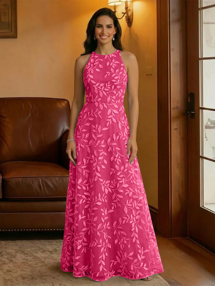 Tulle Scoop Neck Lace Appliques Mother of the Bride Dresses