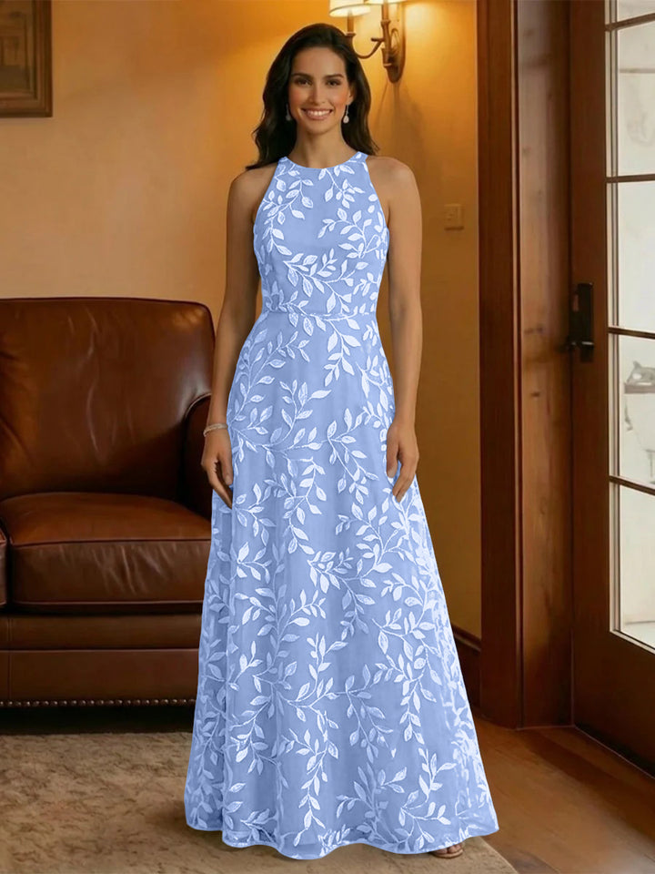 Tulle Scoop Neck Lace Appliques Mother of the Bride Dresses