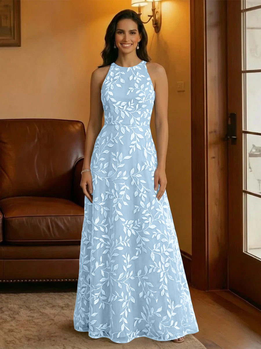 Tulle Scoop Neck Lace Appliques Mother of the Bride Dresses