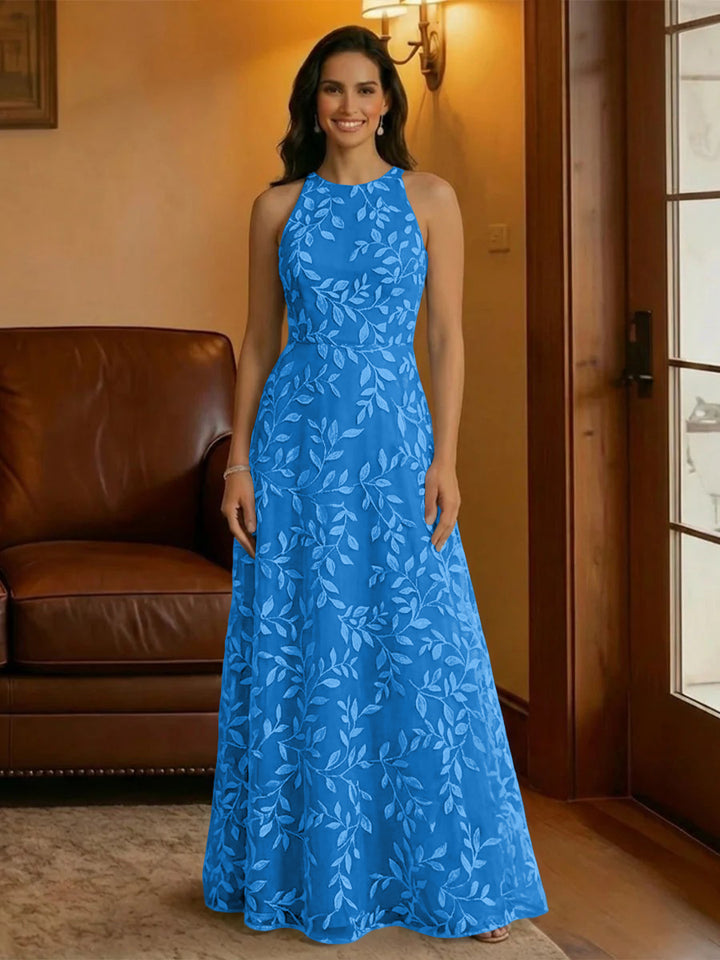 Tulle Scoop Neck Lace Appliques Mother of the Bride Dresses