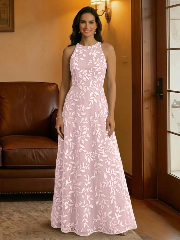 Tulle Scoop Neck Lace Appliques Mother of the Bride Dresses