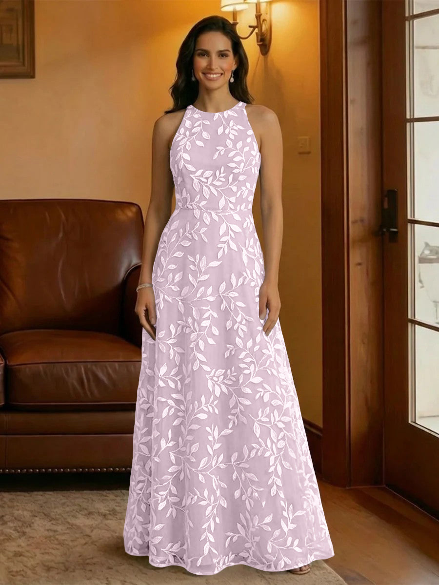 Tulle Scoop Neck Lace Appliques Mother of the Bride Dresses