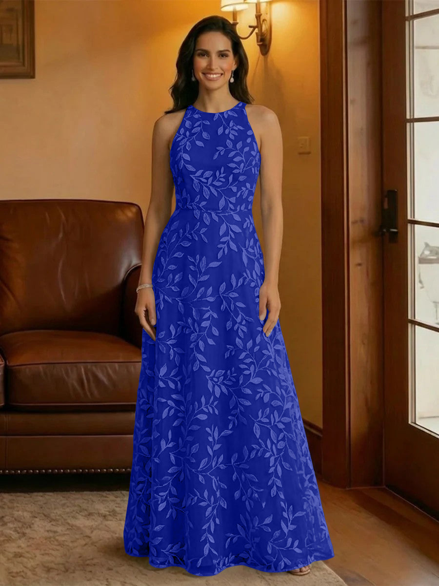Tulle Scoop Neck Lace Appliques Mother of the Bride Dresses