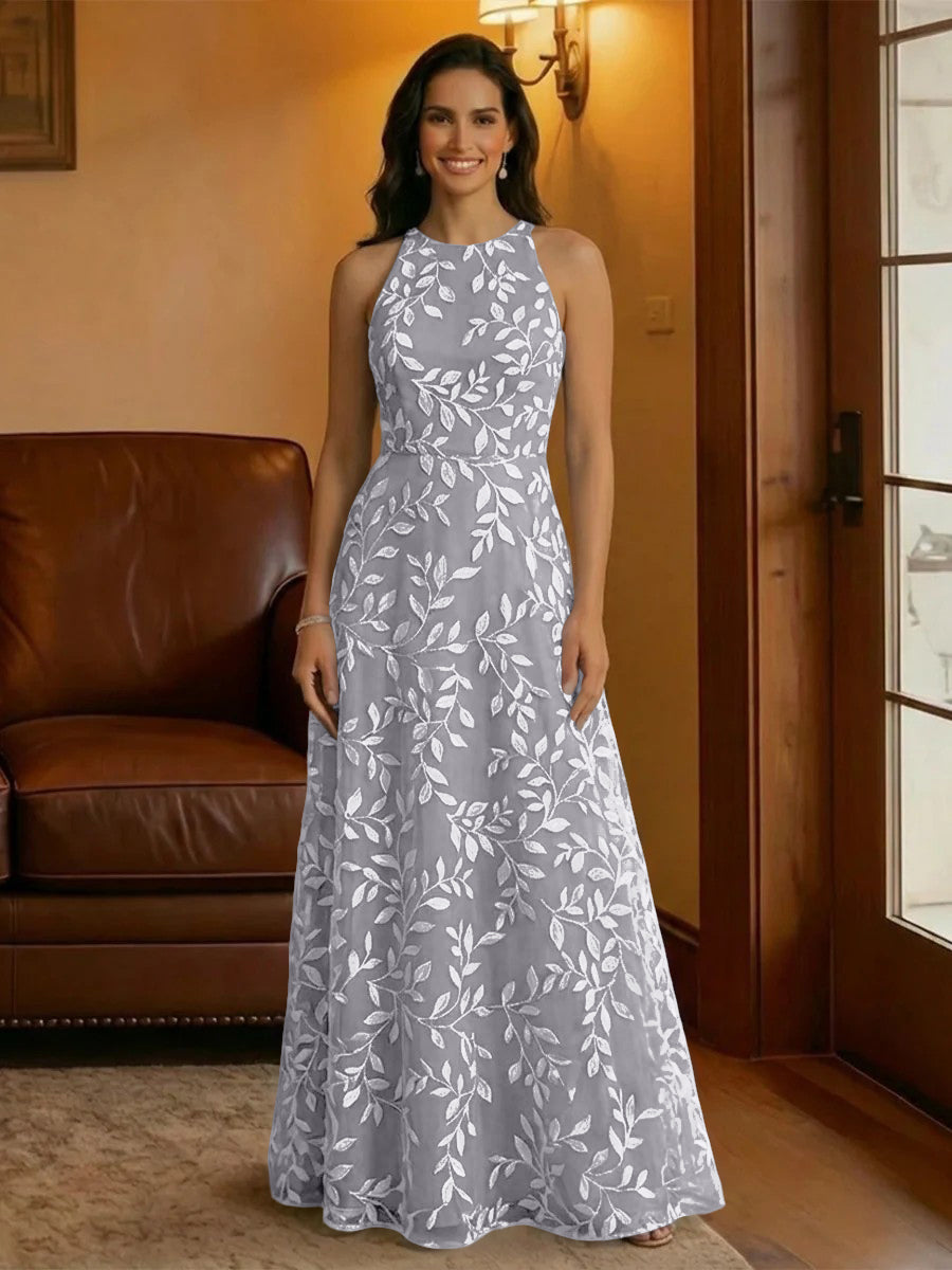 Tulle Scoop Neck Lace Appliques Mother of the Bride Dresses