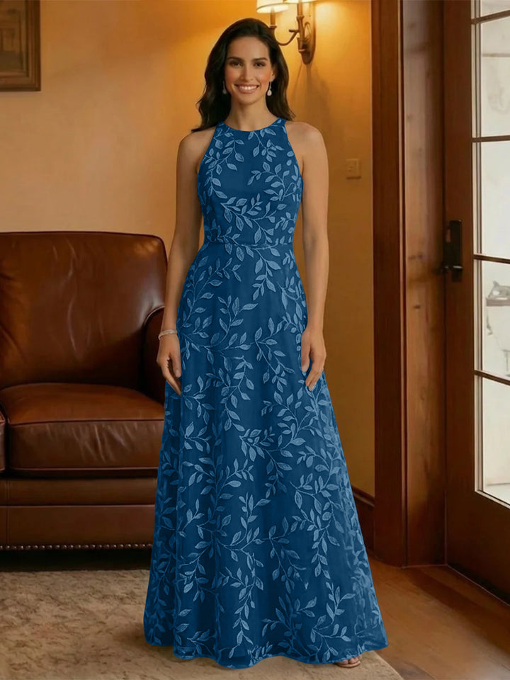 Tulle Scoop Neck Lace Appliques Mother of the Bride Dresses