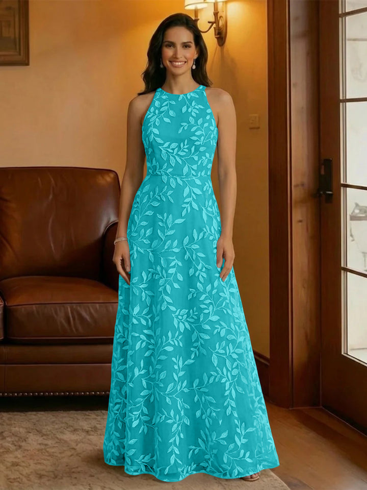 Tulle Scoop Neck Lace Appliques Mother of the Bride Dresses