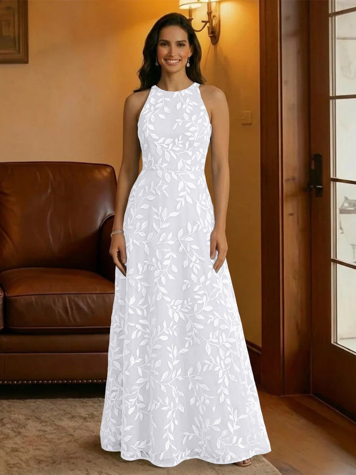 Tulle Scoop Neck Lace Appliques Mother of the Bride Dresses