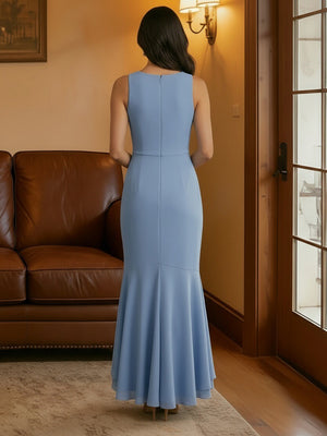 Scoop Neck Chiffon High Low Corset Mother of the Bride Dresses
