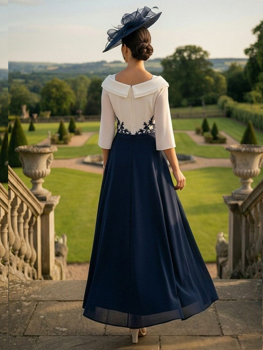 Satin Pleated  Lace Appliques Mother of the Bride Dresses