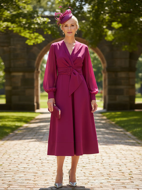 Mother of the Bride & Groom Dress A Line Corset V Neck Chiffon