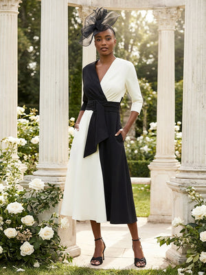 Mother of the Bride & Groom Dress Wedding Guest Gown A Line Corset Pleats V Neck Satin