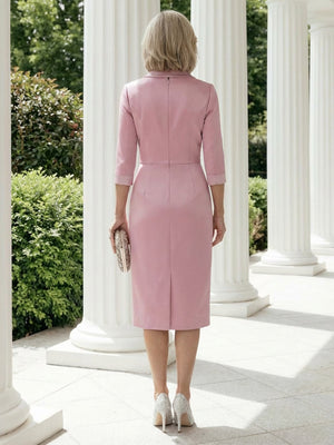 Mother of the Bride & Groom Dress Mermaid Corset Pleats V Neck Satin with Bow