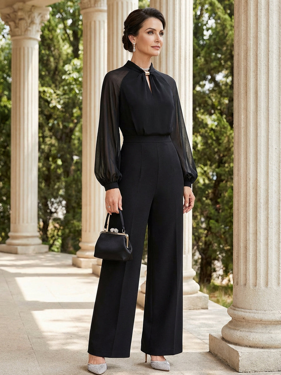 Mother of the Bride & Groom Pantsuits Corset Long Sleeves Satin