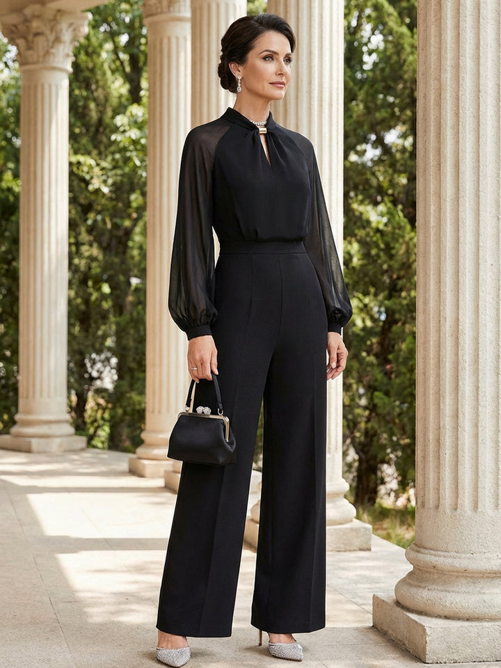 Mother of the Bride & Groom Pantsuits Corset Long Sleeves Satin