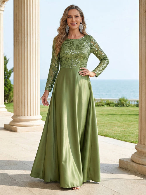 Mother of the Bride & Groom Dress Formal Gown A Line Corset Scoop Neck Satin Laces