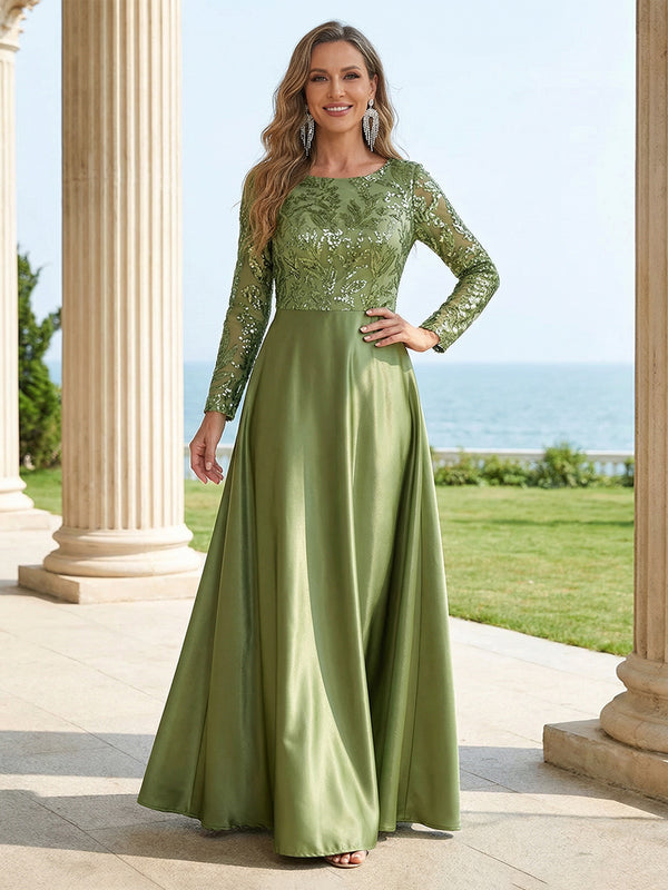 Mother of the Bride & Groom Dress Formal Gown A Line Corset Scoop Neck Satin Laces