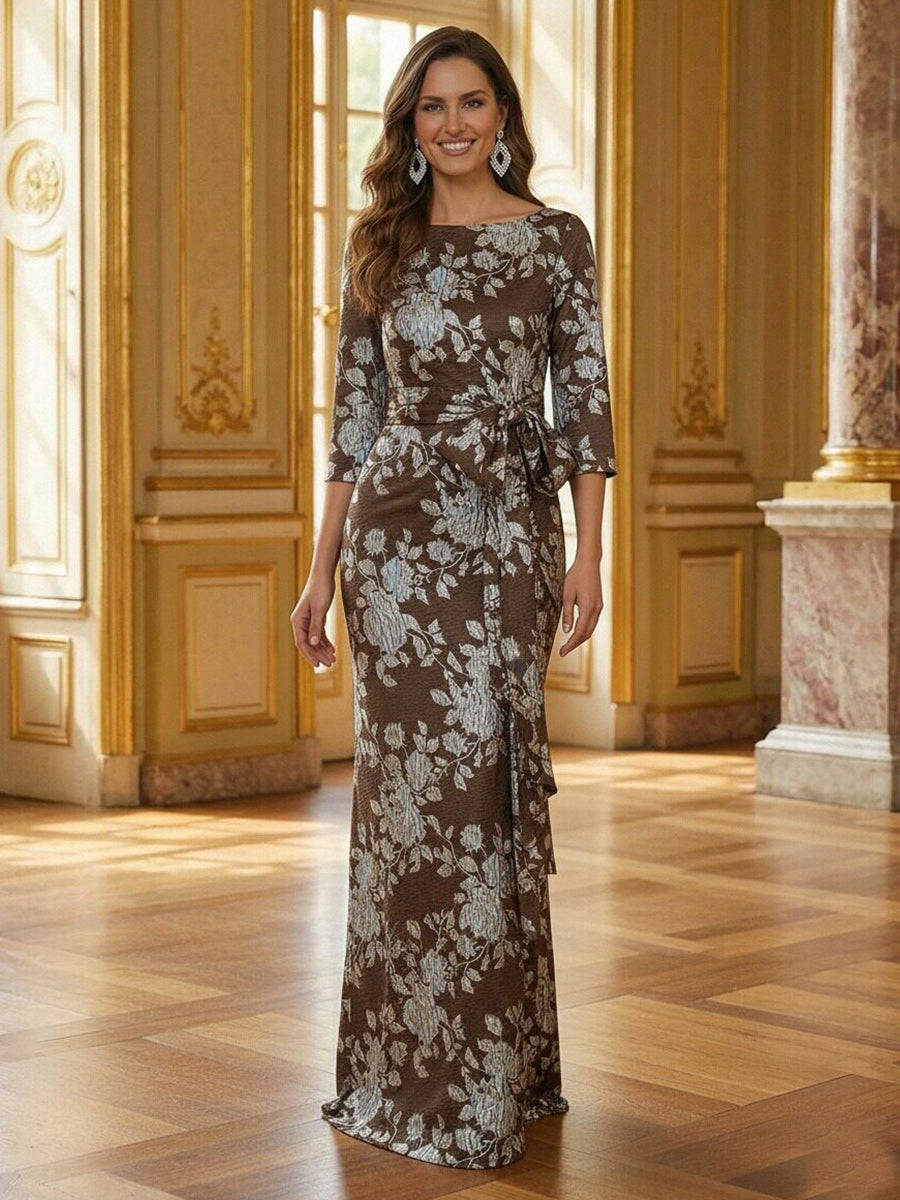 Mother of the Bride & Groom Dress Corset Mermaid Scoop Neck Floral