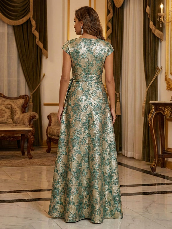 Mother of the Bride & Groom Dress Corset A Line V Neck Floral with Slit