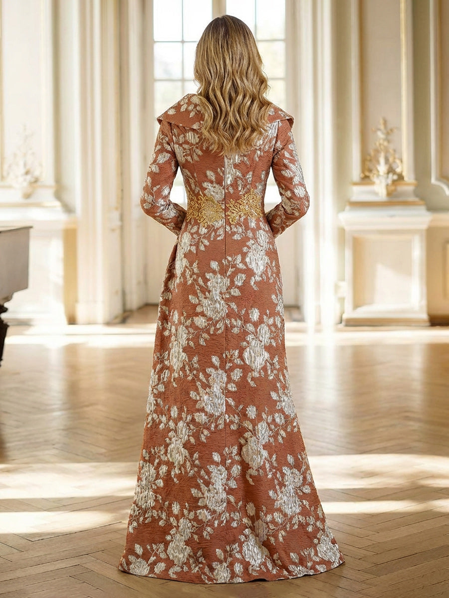 Mother of the Bride & Groom Dress Corset A Line Pleats V Neck Floral