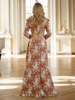 Mother of the Bride & Groom Dress Corset A Line Pleats V Neck Floral