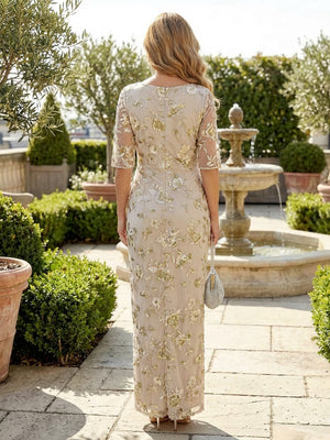 Sheath Mother of the Bride & Groom Dresses with Sleeves & Lace Appliques