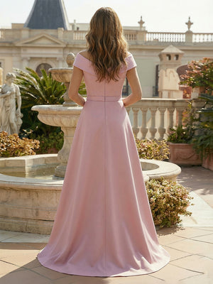 A Line Satin Mother of the Bride Dresses with Flower Embroidery