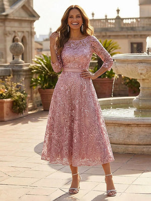 A Line Mother of the Bride Dresses Flower Embroidery Appliques