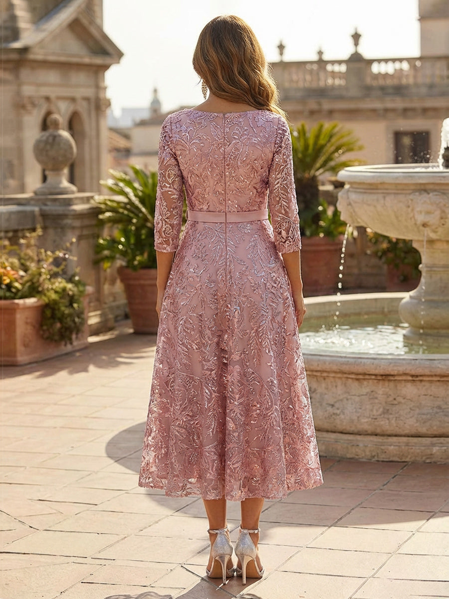 A Line Mother of the Bride Dresses Flower Embroidery Appliques