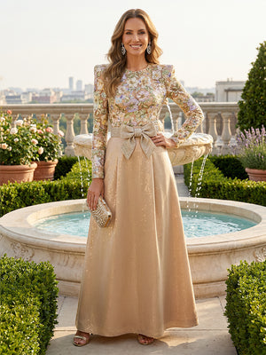 Long Sleeves Mother of the Bride Dresses Flower Embroidery