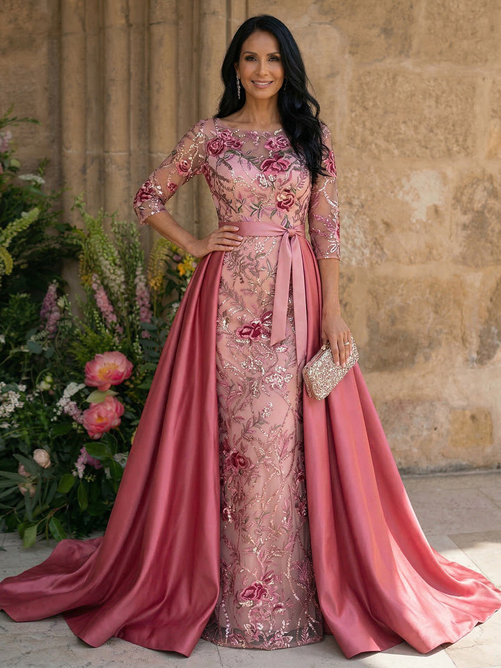 Tulle A Line Scoop Neck Floor Length Mother of the Bride Dresses