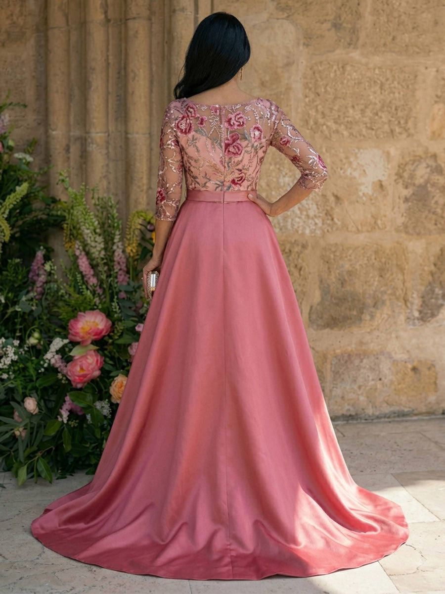 Tulle A Line Scoop Neck Floor Length Mother of the Bride Dresses