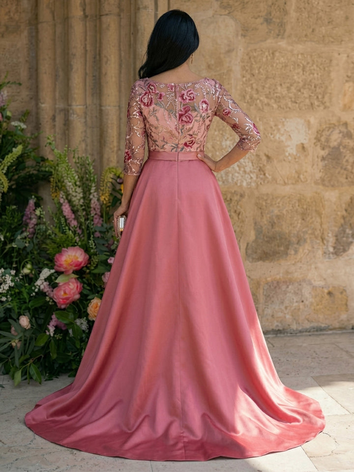 Tulle A Line Scoop Neck Floor Length Mother of the Bride Dresses