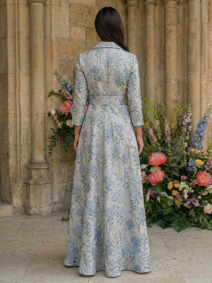 Jacquard A Line V Neck Floor Length Mother of the Bride Dresses