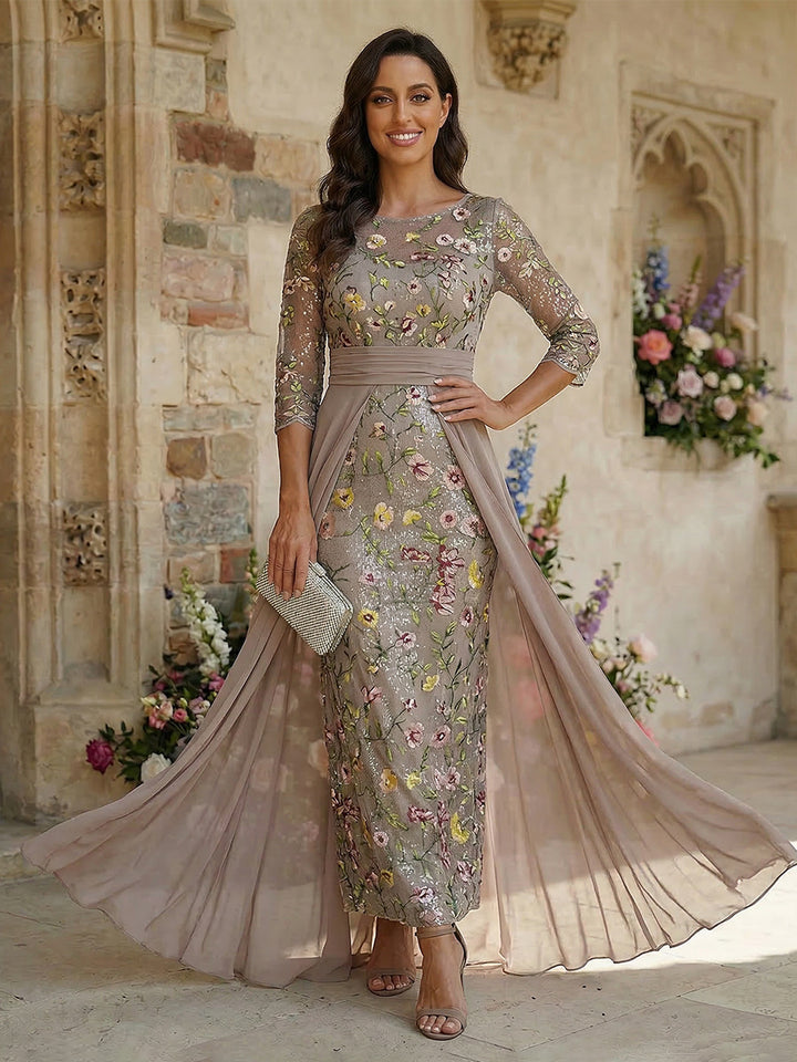 Tulle Mermaid Round Neck Floor Length Mother of the Bride Dresses