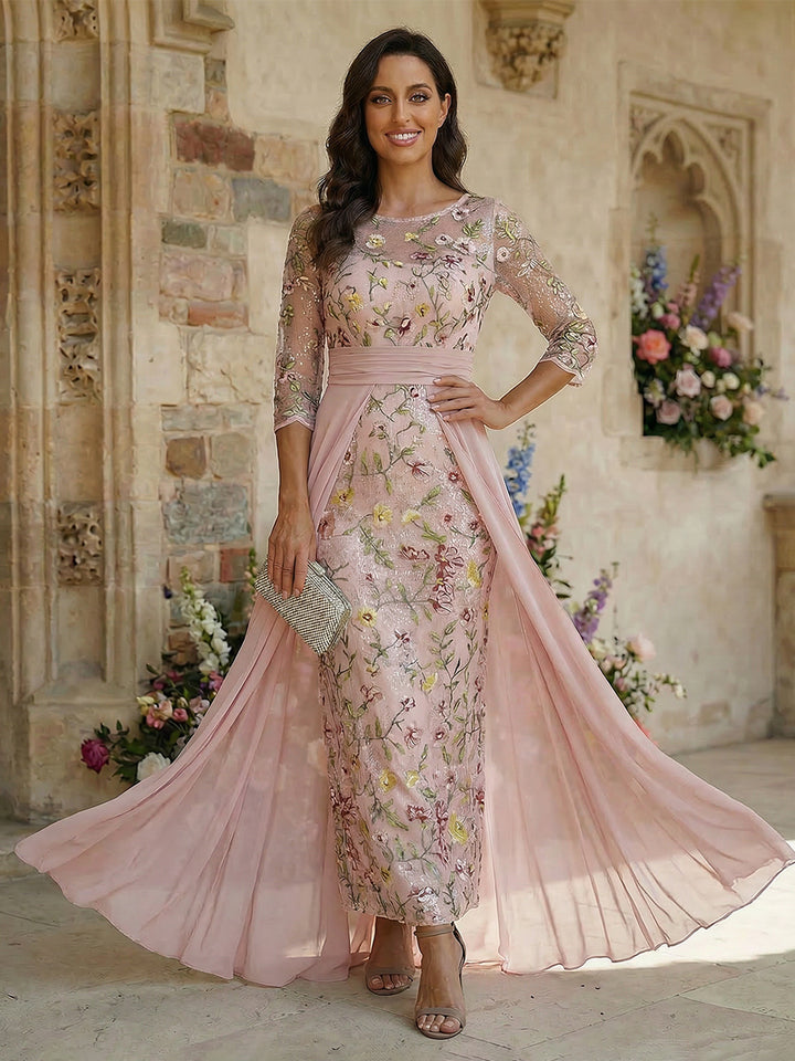 Tulle Mermaid Round Neck Floor Length Mother of the Bride Dresses