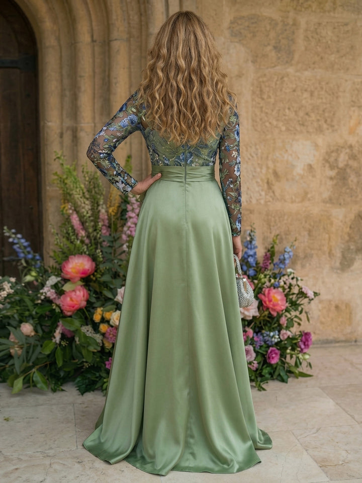 Satin A Line Scoop Neck Floor Length Mother of the Bride Dresses