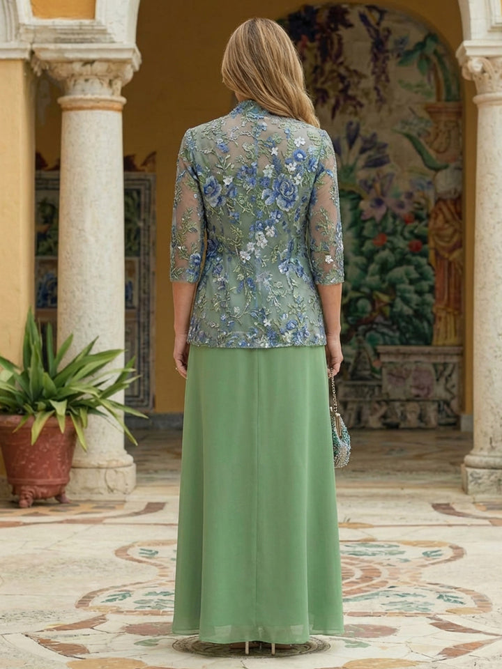 Chiffon A Line Square Neck Tea Length Mother of the Bride Dresses