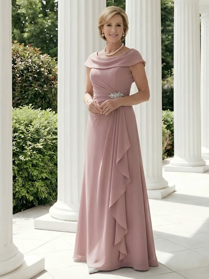 Chiffon Scoop Neck Ruffles Mother of the Bride Dresses
