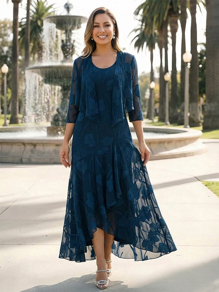 Floral Round Neck Mother of the Bride Dresses with Jacket