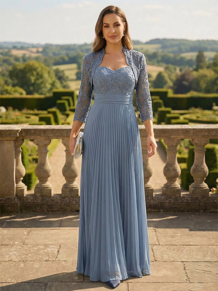 Lace Appliques Sweetheart Pleated Mother of the Bride Dresses with Jacket
