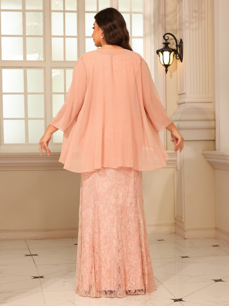 Laces Sheath Scoop Neck Floor Length Mother of the Bride Dresses